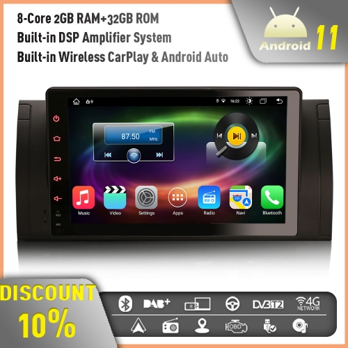 Erisin ES8693B 8-Core 7" Android 11 Autoradio for BMW 5 Series E39 X5 E53 M5 CarPlay Radio Bluetooth CarPlay DSP Android Auto