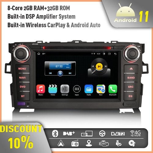 Erisin ES8617A 8-Core 7" Android 11 GPS Autoradio for Toyota Auris Corolla Altis CarPlay Radio Bluetooth CarPlay DSP Android Auto