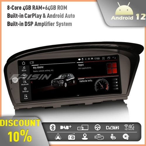 Erisin ES3260I 8.8" Android 12 Car Stereo GPS Radio DAB+ SatNav for BMW 3er E90 E91 E92 E93 5er E60 E61 E63 E64 CIC 4GB RAM+64GB ROM BT TPMS