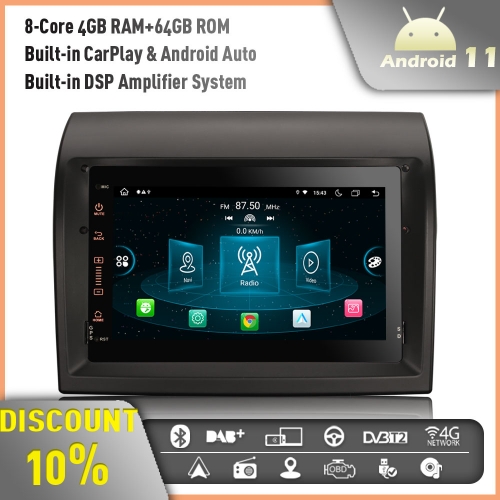 Erisin ES8974D 8-Core Car Stereo GPS Sat Nav Android 11.0 for FIAT DUCATO CITROEN JUMPER PEUGEOT BOXER DSP CarPlay 64GB WiFi BT DAB+
