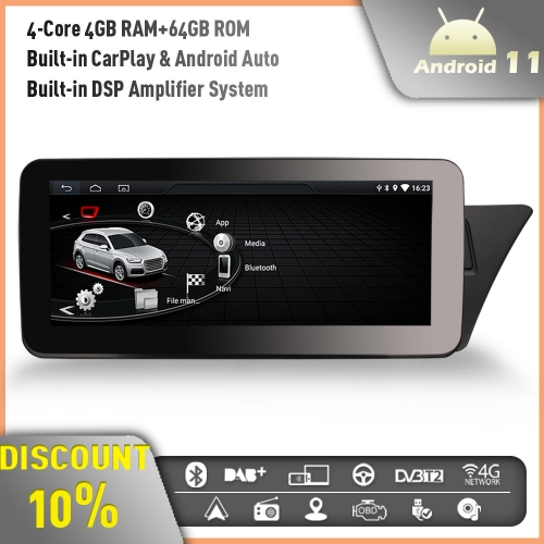 Erisin ES3674RH 10.25" Android 11 Car Stereo GPS Sat Nav for Audi A4/A5/B8/S4/S5 IPS CarPlay DAB+ BT 4G+64GB High Configuration