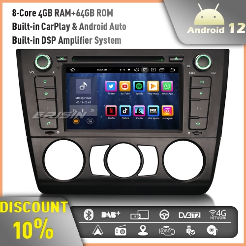 Erisin ES8540B Android 12 DAB+ DVD Car Stereo GPS Radio for BMW 1 Series E81/82/88 Support Bluetooth 5.0 Wireless CarPlay Android Auto WiFi 4GB+64GB