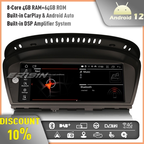 Erisin ES3260C 8.8" Android 12 Car Stereo GPS Radio DAB+ SatNav for BMW 3er E90 E91 E92 E93 5er E60 E61 E63 E64 CCC 4GB RAM+64GB ROM BT TPMS