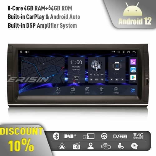 Erisin ES8925B 10.25" IPS 8-Core Android 12 Car Stereo GPS Radio For BMW X5 E53 DAB+ WiFi 4G Wireless CarPlay Android Auto TPMS DVR Bluetooth 4GB+64GB