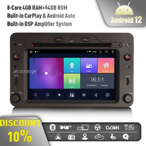 Erisin ES8920R 8-Core Android 12 Car Stereo Car Radio For Alfa Romeo Spider Brera 159 Sportwagon DAB+WiFi CarPlay Android Auto Bluetooth WiFi 4GB+64GB