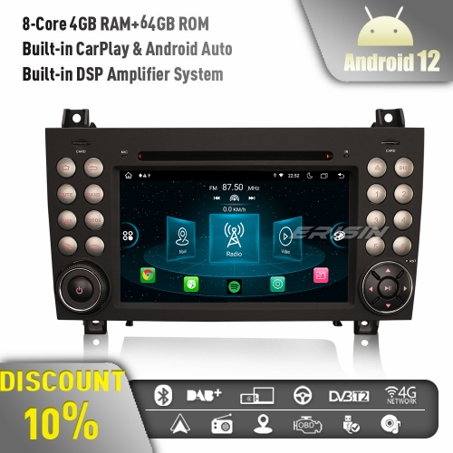 Erisin ES8940S 8-Core Android 12 Car Stereo GPS SatNav Radio for Mercedes-Benz SLK Class R171 W171 SLK200 DAB+CarPlay Bluetooth 4GB+64GB