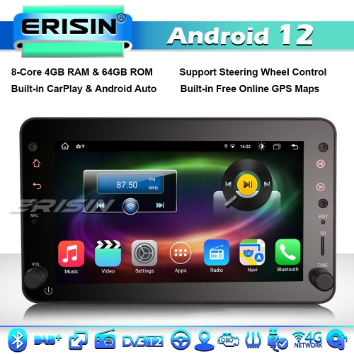 Erisin ES8820R 8-Core Android 12 Car Stereo Radio GPS Sat Nav for Alfa Romeo Spider Brera 159 Sportwagon 7' CarPlay DAB+ DSP BT WiFi 4GB RAM+64GB ROM