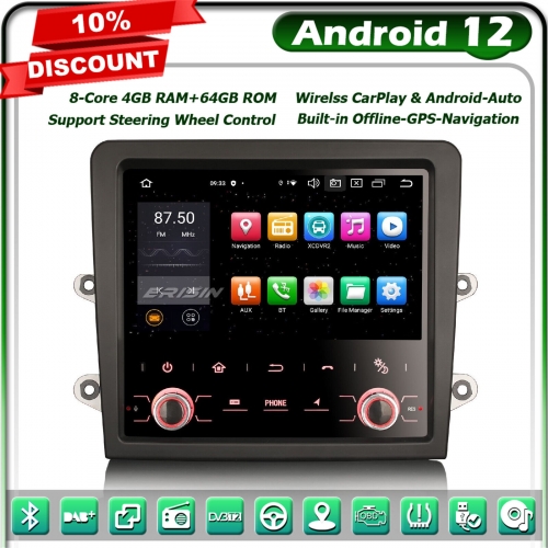 Erisin ES8559C Android 12 8-Core Car Stereo GPS Sat Nav for Porsche Cayman Boxster 718 911 DAB+Radio 4GB+64GB Bluetooth 4G WiFi OBD2