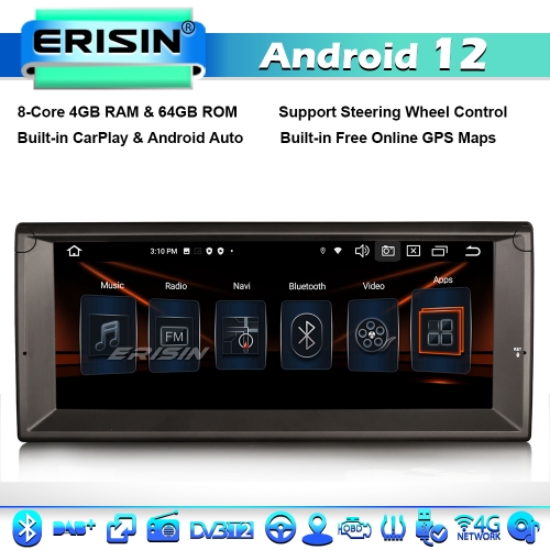 Erisin ES8503B 10.25" Android 12 Car Stereo Sat Nav GPS Radio DAB+ for BMW 5 Series E39 M5 8-Core 4GB RAM+64GB ROM Wireless CarPlay Android Auto DSP