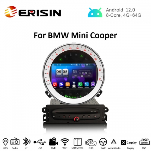 Erisin ES8711M 8-Core CarPlay Android 12.0 Car Stereo Satnav GPS Radio for BMW Mini Cooper DVD WiFi 4G BT DAB+ DSP