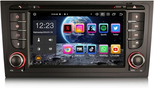 Erisin ES8506A Android 14 DAB+ DVD Car Stereo GPS Radio Head Unit for AUDI A6 S6 RS6 Allroad Support CarPlay Android Auto OBD2 WiFi 4GB RAM+64GB ROM