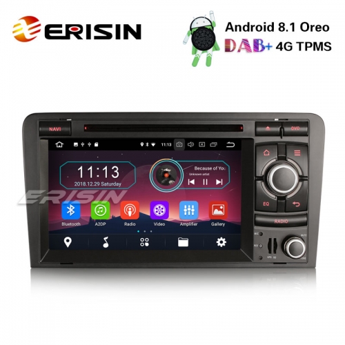 Erisin ES3973A 7 &quot;Android 8.1 Autoradio DAB + GPS TPMS DTV-IN BT CD-Satelaval für AUDI A3 S3 RS3 RNSE-PU
