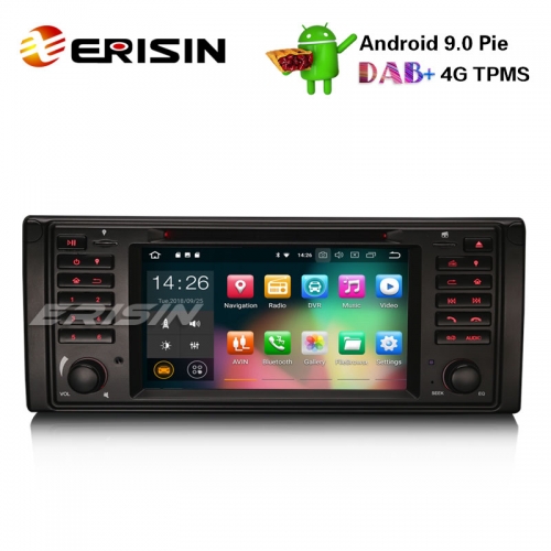 Erisin ES4839B 7" Android 9.0 Autoradio GPS WiFi DAB + DVR OBD DVD BT 4G für BMW 5er E39 E53 X5 M5