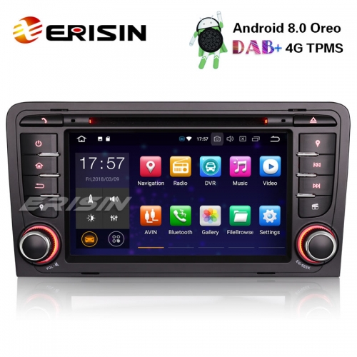 Erisin ES7847A 7" 8-Core Android 8.0 Car Stereo GPS OBD DVR DAB+ DTV BT CD AUDI A3 S3 RS3 RNSE-PU