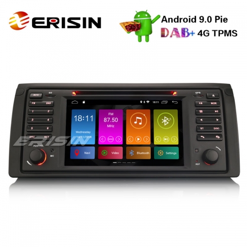 Erisin ES2953B 7" Android 9.0 Autoradio DAB+GPS Wifi SWC TPMS DVB-T2 BMW 5er E39 M5 X5 E53 Navi CD
