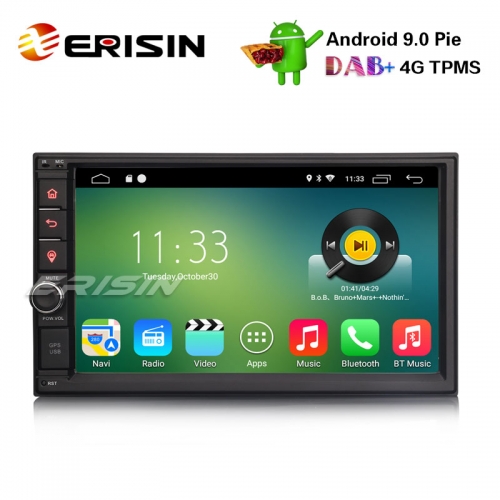 Erisin ES3570U 7"Android 9.0 Doppel Din Autoradio DAB+GPS WiFi DVB-T2 OBD 4G Navi TPMS BT RDS SWC