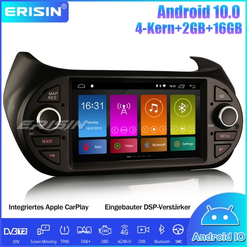 Erisin ES3075F DSP DAB + Android 10.0 GPS Autoradio CarPlay Wifi OBD Canbus für Fiat Fiorino Citroen Nemo Peugeot Bipper