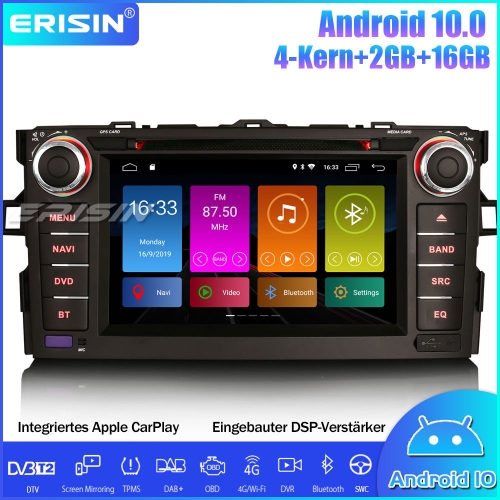 Android 10.0 Autoradio für TOYOTA AURIS COROLLA ALTIS WIFI Bluetooth DAB+ DSP CarPlay OBD GPS DVD
