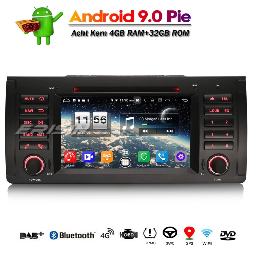 Erisin ES7753B Android 9.0 Autoradio GPS WiFi DAB + DVR OBD Navi CD BMW 5er E39 E53 X5 M5