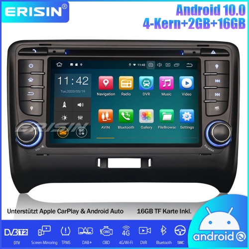 Erisin ES5179A Android 10.0 Autoradio GPS DAB+ CarPlay Wifi DVD OBD TPMS Canbus für AUDI TT MK2/TT Roadster