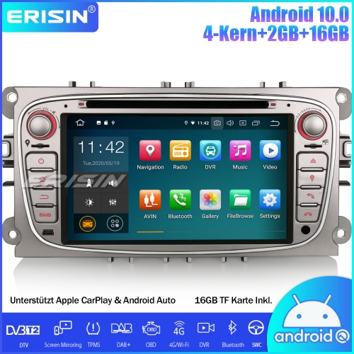 Erisin ES5109FS Android 10.0 Autoradio GPS DAB+ CarPlay Wifi DVD OBD TPMS CD für Ford Mondeo Focus S/C-Max Galaxy