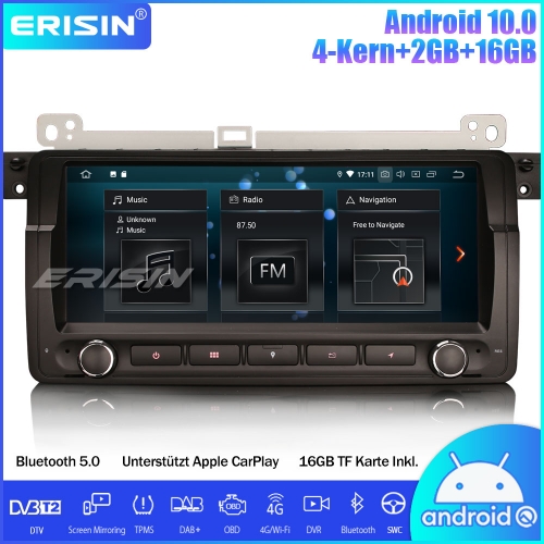 Erisin ES5146B 8.8" Android 10.0 Autoradio DAB+GPS CarPlay Wifi OBD Navi BMW 3er E46 318 320 M3 ROVER 75 MG ZT
