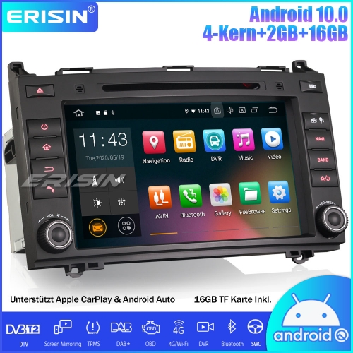 Erisin ES5121B Android 10.0 Autoradio GPS DAB + DTV CarPlay Wifi DVD OBD für Mercedes Benz A/B-Class Viano Vito Sprinter W639