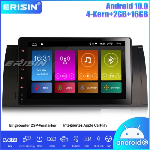Erisin ES3193B 9" DAB+DSP Android 10.0 Autoradio GPS OBD Wifi Navi SWC CarPlay Für BMW 5er E39 E53 M5 X5