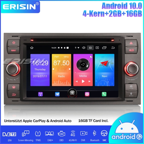 Erisin ES2766F DAB+ Android 10.0 Autoradio GPS Navi SWC DVD CarPlay Für Ford Focus Kuga Transit Galaxy C-Max S-Max
