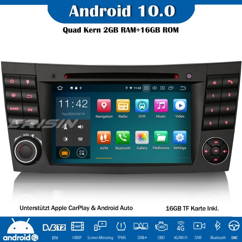 Erisin ES5180E Android 10.0 Autoradio GPS DAB+DVD CarPlay Wifi DTV OBD für Mercedes Benz E/CLS/G Klasse W211 W219 W463