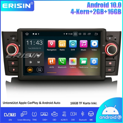 Erisin 7" ES5123L Android 10.0 Autoradio GPS DAB+WiFi OBD CarPlay DVB-T2 Navi SWC Für Fiat Punto Linea