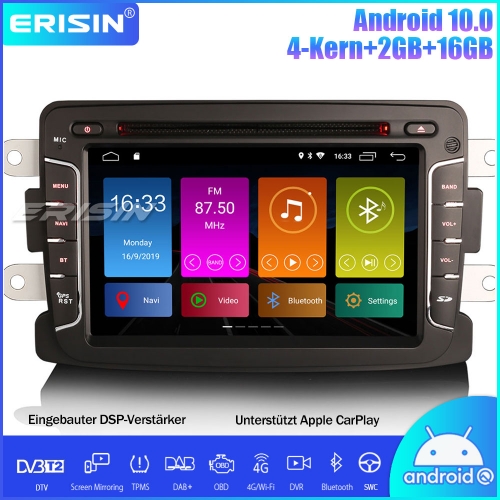 Erisin ES3029D 7" Android 10.0 Autoradio DVD DAB + SWC TPMS GPS Navi 4G DSP CarPlay Renault Dacia Duster Logan Lodgy Sandero