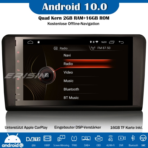 Erisin ES4294L 9" DSP DAB+Android 10.0 Autoradio GPS CarPlay Wifi Canbus SWC DVB-T2 Für Mercedes Benz ML/GL Klasse W164 X164