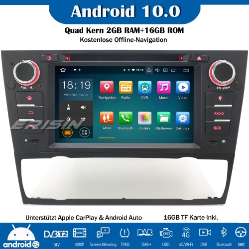Erisin ES5167B Android 10.0 Autoradio CarPlay GPS DAB+ DVD OBD2 SWC Bluetooth Wifi für BMW 3er E90 E91 E92 E93