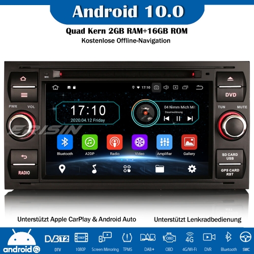 Erisin ES5931FB Android 10.0 Autoradio GPS WiFi CarPlay DAB+ TPMS DTV OBD Navi SWC Für Ford Focus Kuga Transit Galaxy C-Max