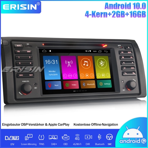 Erisin ES3153B DSP BMW 5er E39 M5 X5 E53 Android 10.0 Autoradio DAB+CarPlay Wifi OBD 4G DVD Canbus Navi