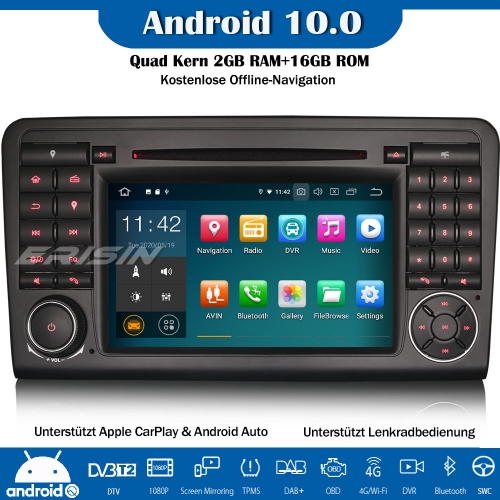 Erisin ES5183L DAB+ Android 10.0 Autoradio DVD GPS OBD Wifi Navi SWC Bluetooth CarPlay Für Mercedes Benz ML/GL Klasse W164 X164