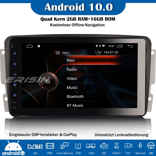 Erisin ES4289C 8" DSP DAB+Android 10.0 Autoradio GPS CarPlay Wifi Canbus SWC DVB-T2 Für Mercedes C/CLK/G Klasse W209 W203 Viano Vito