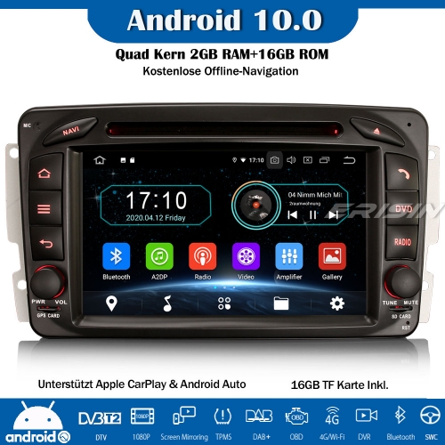 Erisin ES5963C Android 10.0 Mercedes Benz C/CLK/G Klasse W203 Viano Vito Autoradio GPS WiFi DAB+ DVD TPMS DTV CarPlay OBD Navi SWC