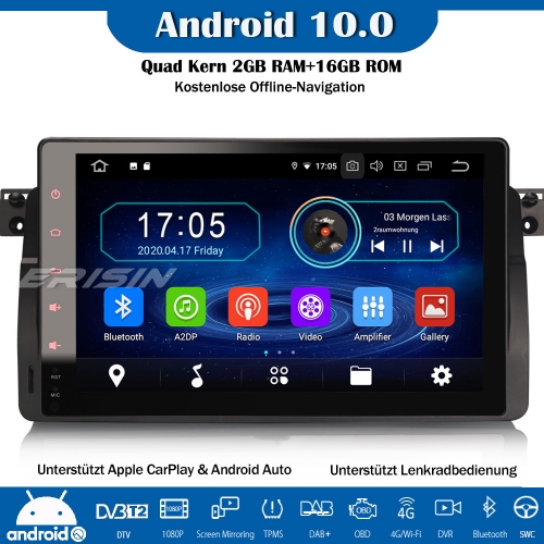 Erisin 9" ES5996B Android 10.0 Autoradio GPS WiFi DAB+ OPS DTV CarPlay OBD Navi SWC Für BMW 3er E46 M3 318 320 MG ZT Rover 75