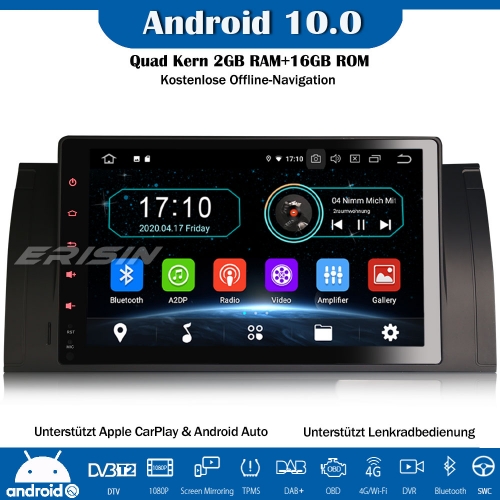 Erisin 9" ES5993B Android 10.0 Autoradio GPS WiFi DAB+ OPS DTV CarPlay OBD Navi SWC Für BMW 5er E39 E53 X5 M5