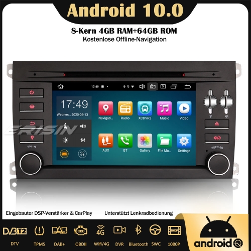 Erisin ES8197S 8-Kern Android 10.0 DAB+ DSP Autoradio CarPlay OBD Bluetooth Canbus DVB-T2 DVD RDS GPS SWC Für Porsche Cayenne
