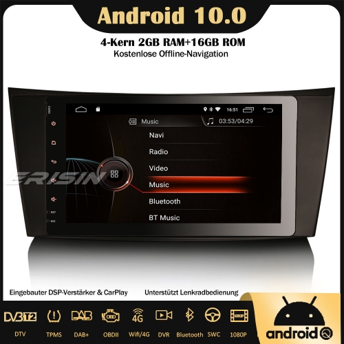 Erisin ES4281E 8" DSP DAB+Android 10.0 Autoradio GPS CarPlay Wifi RDS OBD SWC DVB-T2 Für Mercedes Benz E/CLS/G Klasse W211 W463 Navi