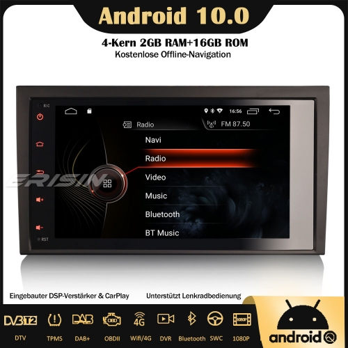 Erisin ES4284A 8" DSP DAB+Android 10.0 Autoradio GPS CarPlay Wifi RDS OBD SWC DVB-T2 Für AUDI A4 S4 RS4 RNS-E SEAT EXEO Navi