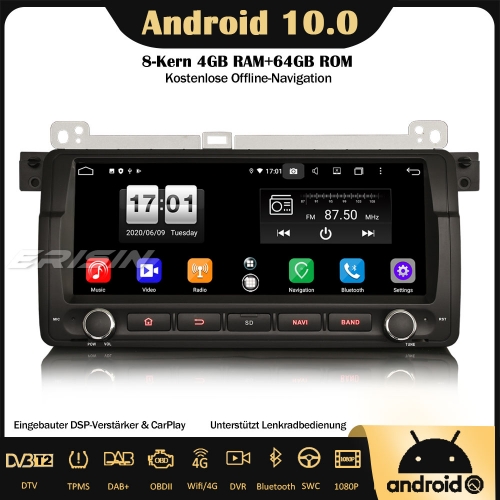 Erisin ES8788B 8.8" Android 10.0 Autoradio DAB+GPS Bluetooth DSP CarPlay OBD RDS SWC Bluetooth Für BMW 3er E46 318 320 325 M3 Rover 75 MG ZT