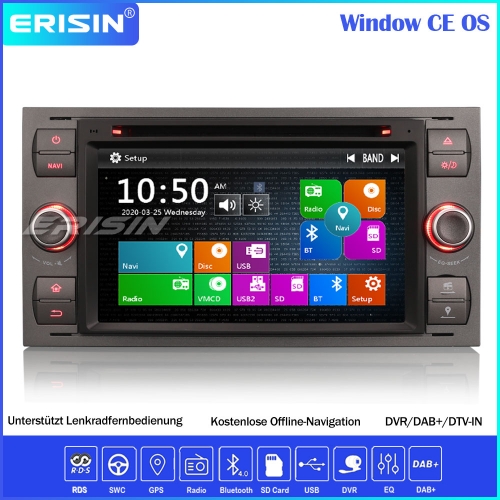 Erisin ES7166F 7" Car Stereo GPS DAB+DVR CD BT DTV-IN Ford C/S-Max Mondeo Kuga Focus Fiesta Fusion