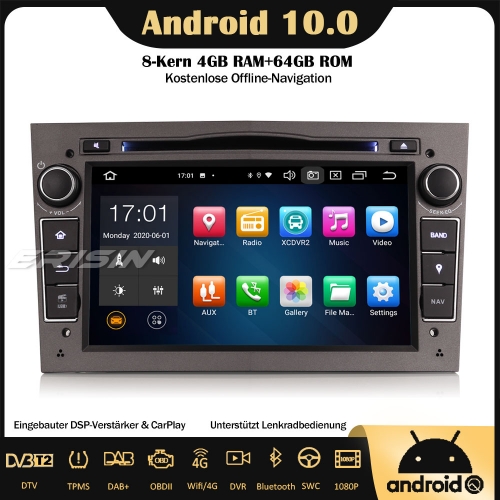 Erisin ES8160PG 8-Kern Android 10.0 DAB+ DSP Autoradio CarPlay OBD Bluetooth Canbus DVB-T2 RDS GPS SWC Für Opel Vauxhall Astra Corsa C/D Zafira Signum