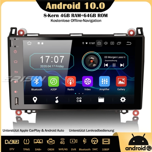 Erisin ES6992BN 9" 8-Kern Android 10.0 DAB+ Autoradio CarPlay OBD GPS SWC DVB-T2 RDS Canbus Für Mercedes Benz A/B Klasse Viano Vito Spinter VW Crafter