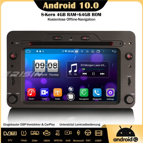 Erisin ES8720R 8-Kern Android 10.0 DAB+ DSP Autoradio CarPlay OBD Bluetooth Canbus DVB-T2 DVD RDS GPS SWC Für Alfa Romeo Brera Spider 159 Sportwagon