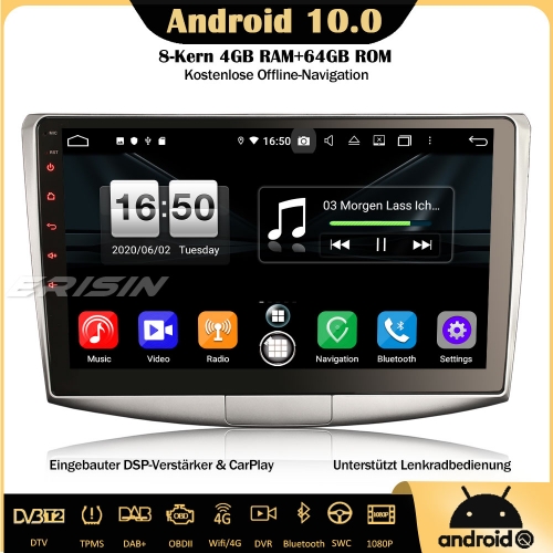 Erisin ES8717P 10.1" DSP DAB+Android 10.0 Autoradio GPS Canbus Wifi Navi SWC CarPlay 8-Kern RDS OPS OBD TPMS für VW Passat CC B6 B7